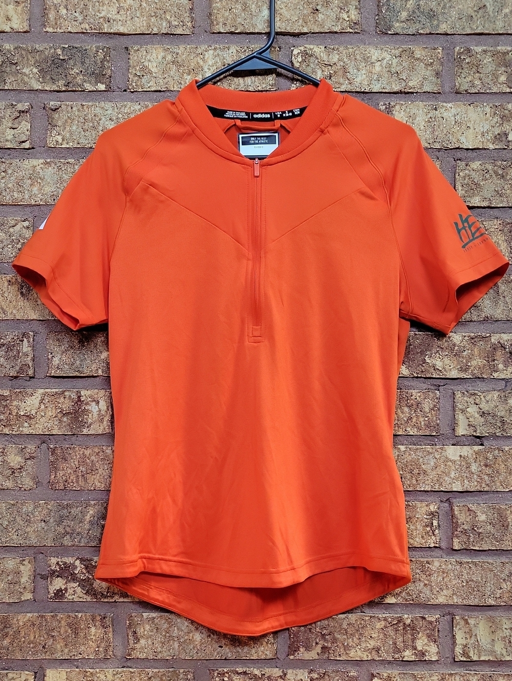 adidas Orange Short Sleeve Half-Zip Cycling Top AeroReady Size Medium NWT